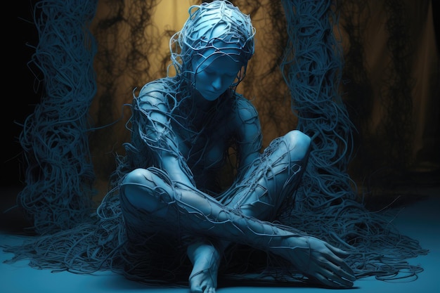 Foto la figura umana è fatta di materiali blu.