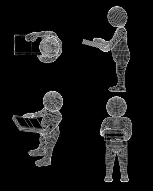 背景に分離された手にフォルダーを持つ男の図