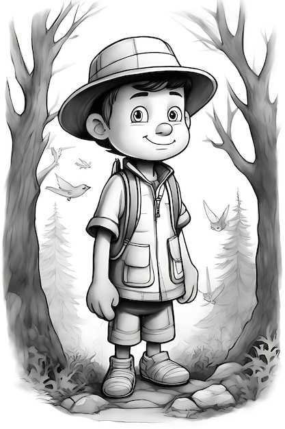 Figure portrait in hat Coloring page