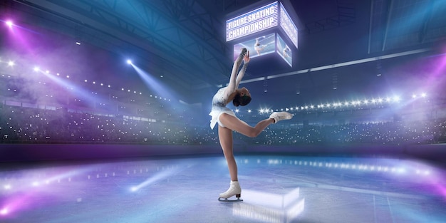 Figure skating girl in ice arena