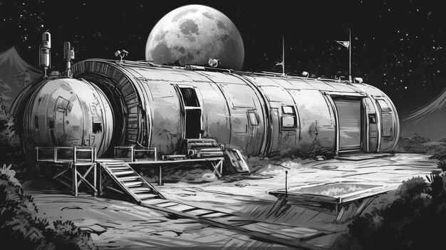 Figure Sketch Lunar Base Generative AI