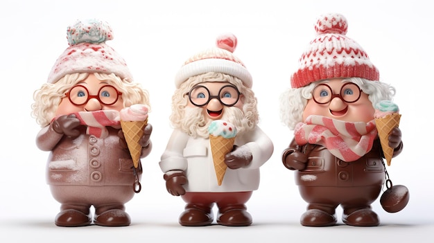 Figuren die de winter vieren met ijs