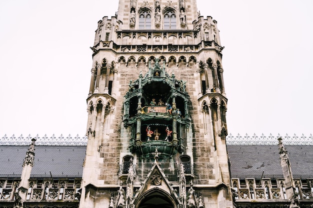 Figures on the balconies of the new town hall at marienplatz munich germany