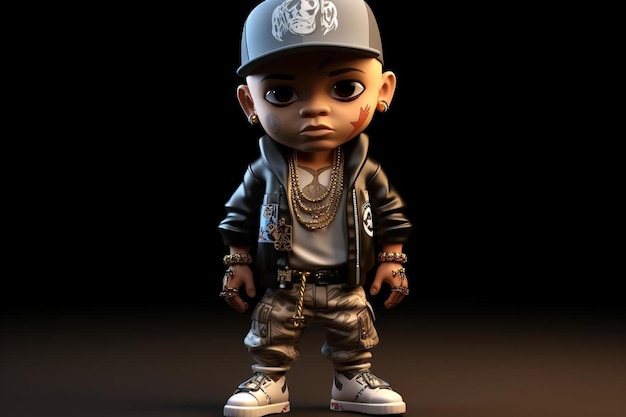 a figurine of a boy wearing a hat and jacket.