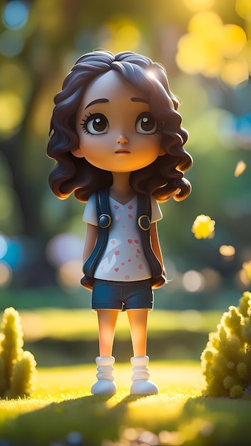 A figurine of a girl in a park