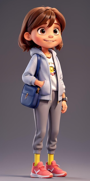 a figurine of a girl wearing a blue bag