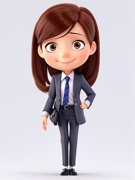 スーツとネクタイを着た女の子のフィギュア 3D CHARACTER AI GENERATED