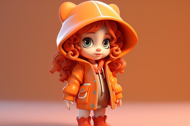 A figurine of a girl with a hat and boots.