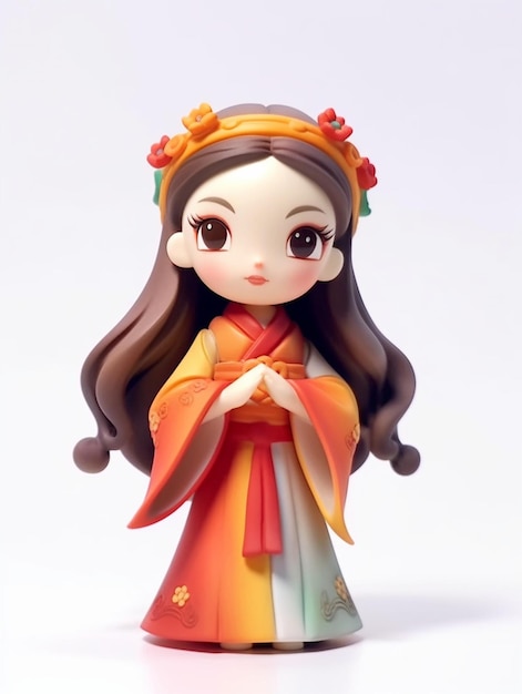 a figurine of a japanese woman wearing a kimono.