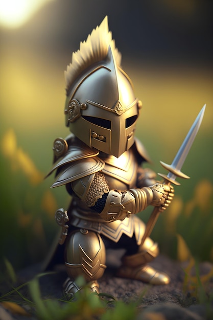 A figurine of a knight with a sword