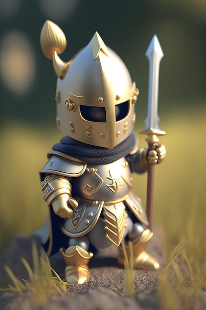 A figurine of a knight with a sword