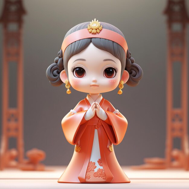 a figurine of a little girl with a red dress and a gold crown.