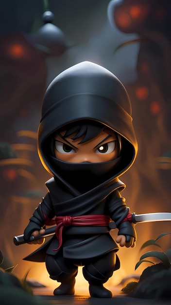 Figurine of a ninja with an angry expression on his face