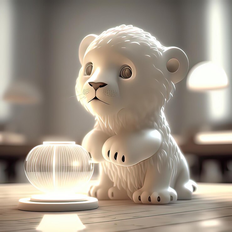 Photo a figurine of a small child of a bear warms its paws sculpture white tones marble decoration luxury interior detail high resolution art generative artificial intelligence