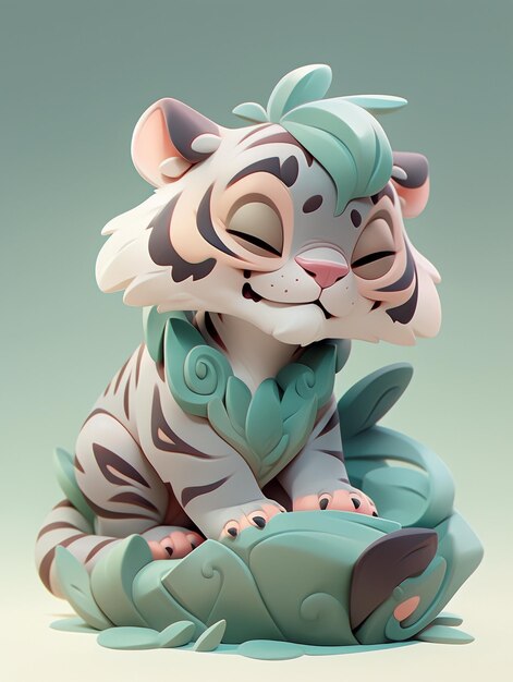 A figurine of a tiger with the face painted on it.