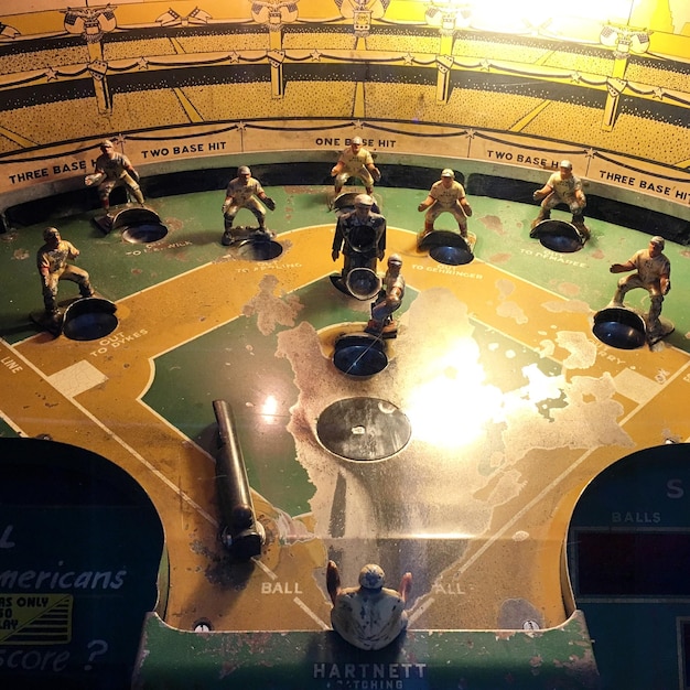 Photo figurines on baseball board game