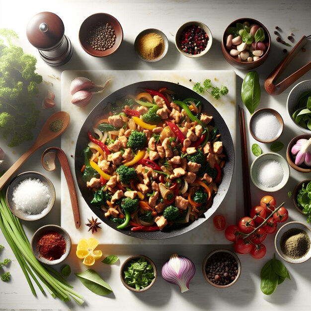 Photo fijian chop suey stirfry on marble counter