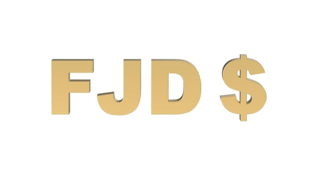 Fijian Dollar Currency symbol of Fiji in golden 3d