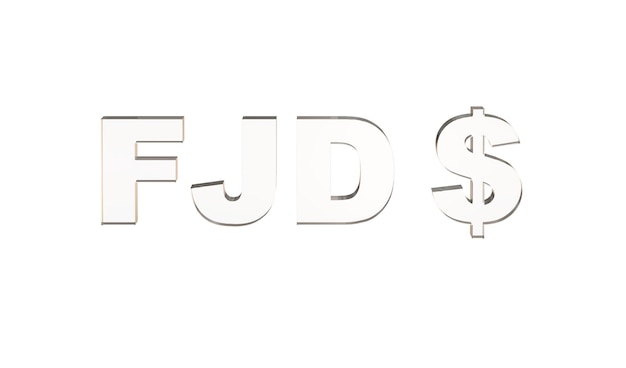 Fijian dollar or Fiji currency symbol of Fiji made with Glass 3d Illustration 3d rendering