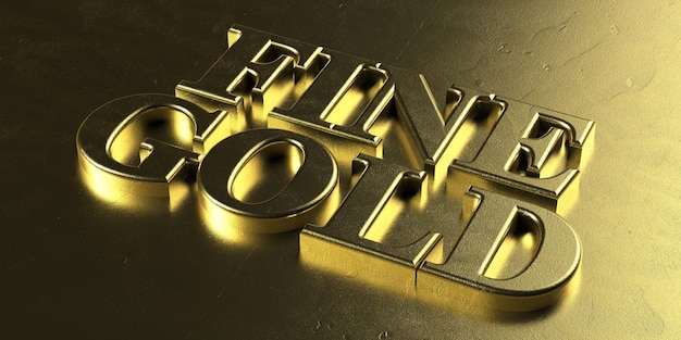 Fijne gouden gouden kleurentekst op luxe gouden achtergrond 3d illustratie