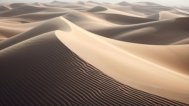 Fijne texturen van zandduinen in een woestijn uitgestrektheid