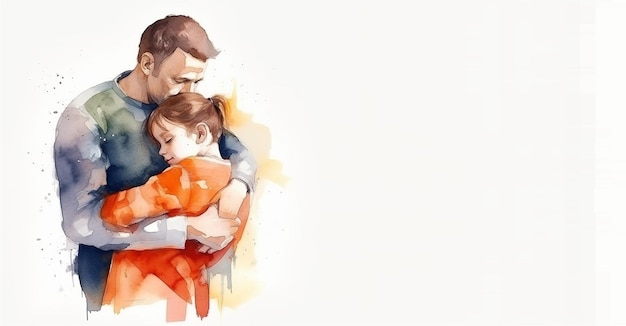 Fijne Vaderdag met vader en kind die elkaar omhelzen Generatieve ai