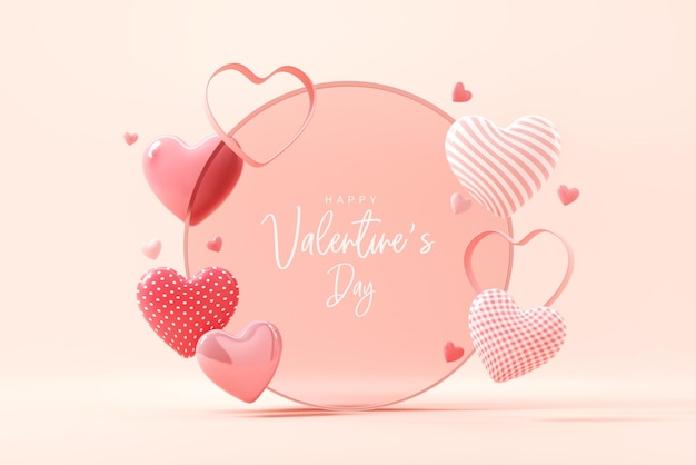 Fijne Valentijnsdag met roze hartenvorm