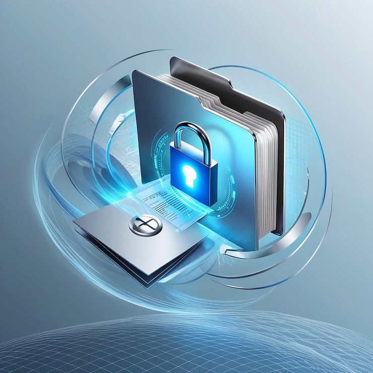 Photo file transfer of document in folder file transfer encrypted form connection docs information migration concept access to remote file and folder 3d document exchange vector render illustration