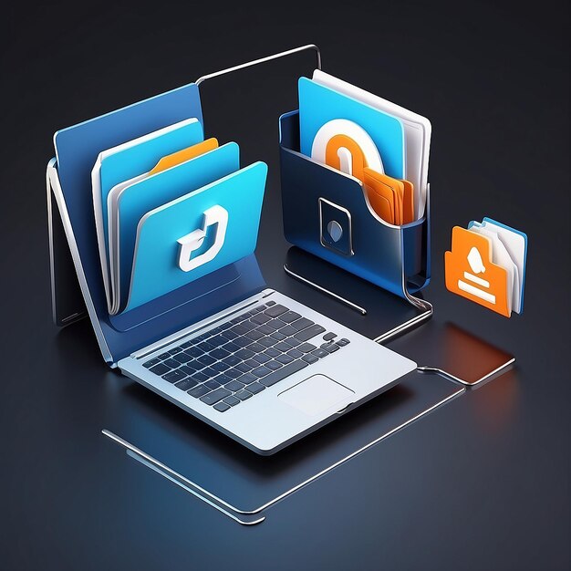 file transfer of document in folder file transfer encrypted form connection docs information migration concept access to remote file and folder 3d document exchange vector render illustration