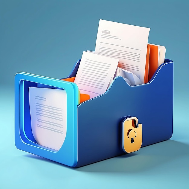File transfer of document in folder File transfer encrypted form connection docs information migration concept access to remote file and folder 3d document exchange vector render illustratie