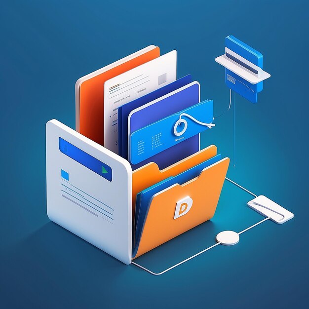 File transfer of document in folder File transfer encrypted form connection docs information migration concept access to remote file and folder 3d document exchange vector render illustratie