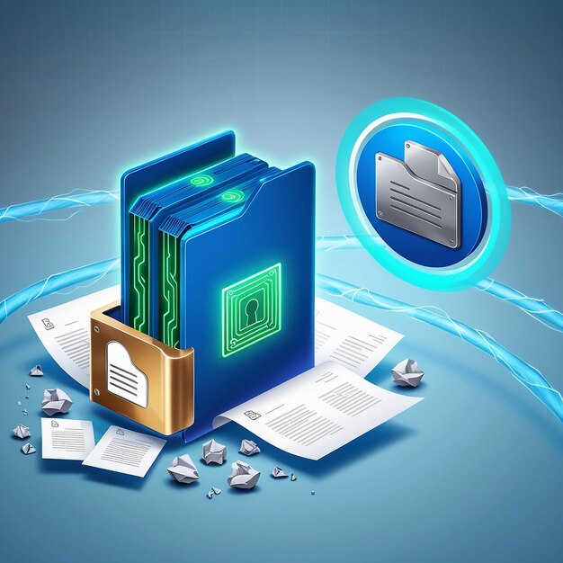 File transfer of document in folder File transfer encrypted form connection docs information migration concept access to remote file and folder 3d document exchange vector render illustratie