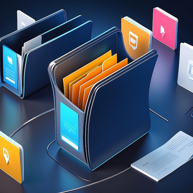 File transfer of document in folder File transfer encrypted form connection docs information migration concept access to remote file and folder 3d document exchange vector render illustratie
