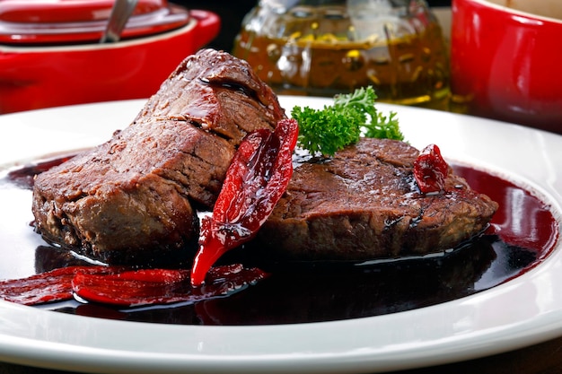 Filet mignon with red wine sauce