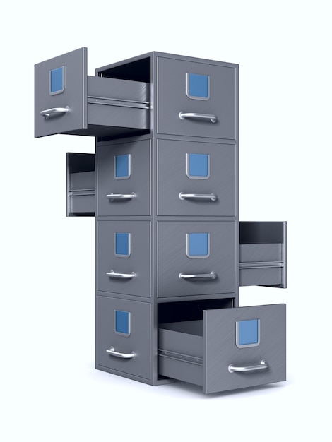 Filing cabinet. Isolated, 3D rendering