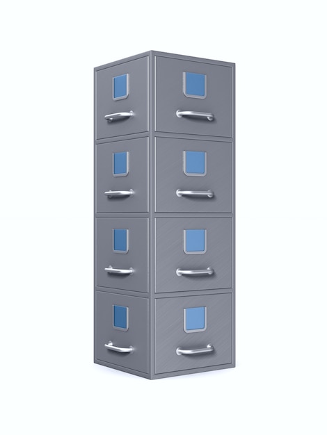 Filing cabinet. Isolated, 3D rendering