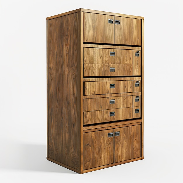 filing cabinet with white background and natural wood