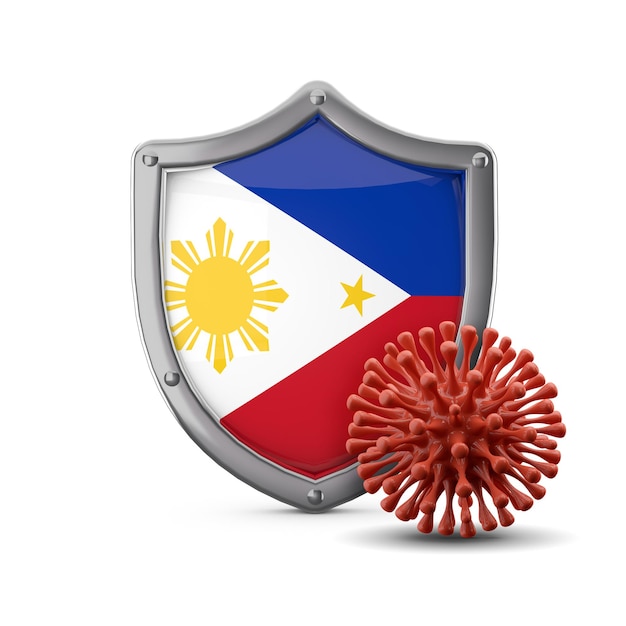 Filippijnse vlag schild bescherming tegen een virus bacterie d render