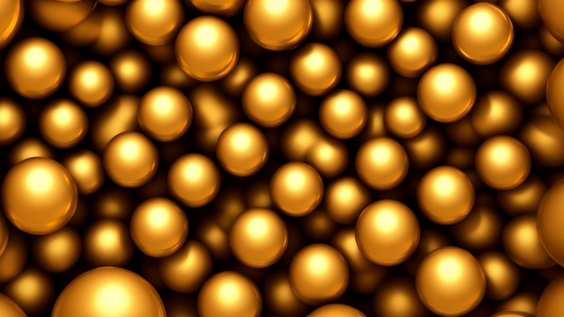 Наполненный золотыми шарами фон, богатая концепция жизненной силы, атомы Генеративный ИИ