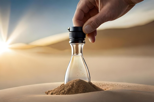 Filling a bottle with sand