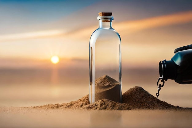 Filling a bottle with sand