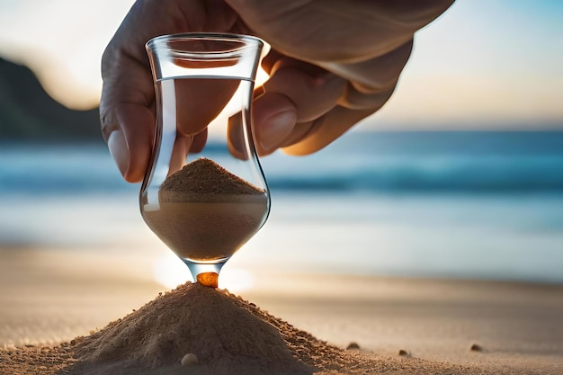 Filling a bottle with sand