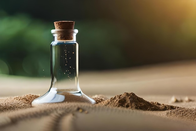 Filling a bottle with sand