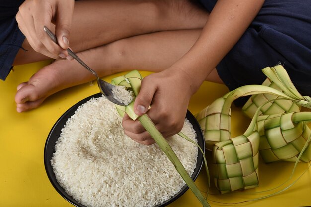 filling ketupat rice dumpling