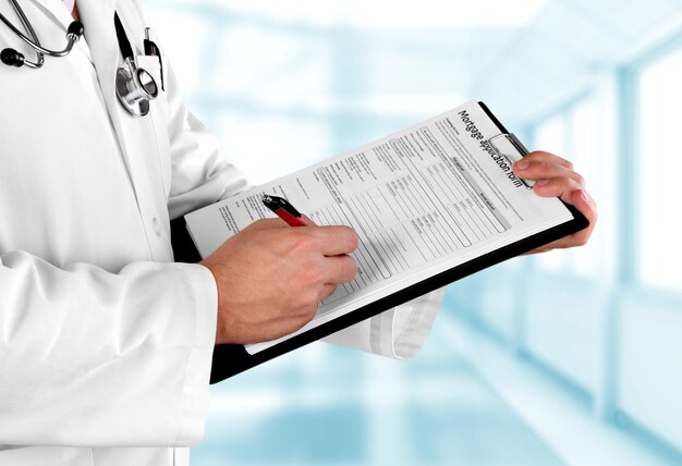 Filling out medical document