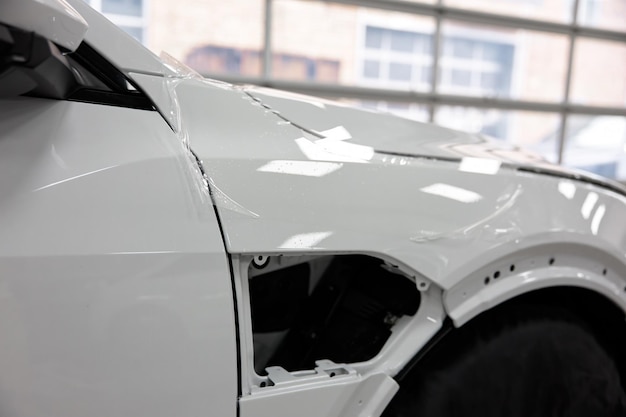 Film coat on freshly painted car body for protection against damage