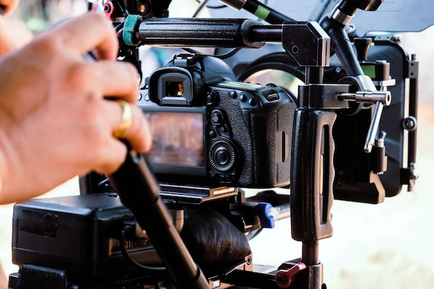 Foto filmazione dell'industria cinematografica con una telecamera professionale