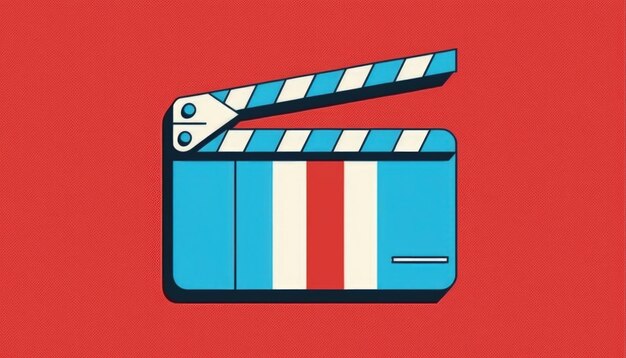 영화 제작 clapperboard 그림 파란색과 빨간색 배경 Generative AI