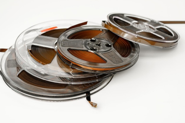 Photo film reels against white background