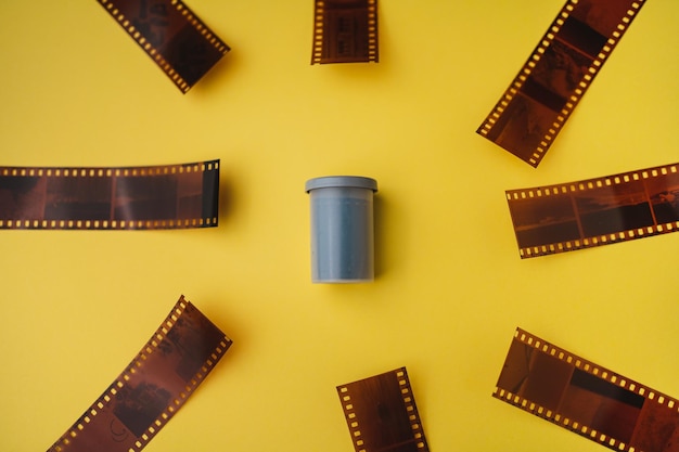 Film roll canister with negatives